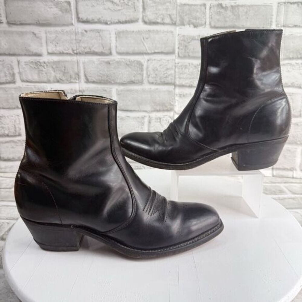 Hanover Vintage Men's 8 D/B Black Leather Ankle Zip Western Classic Boots